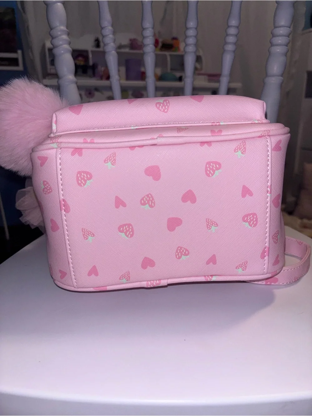 Source Unknown Pink Heart Mini Backpack with Bow, Teddy and Pom Charm